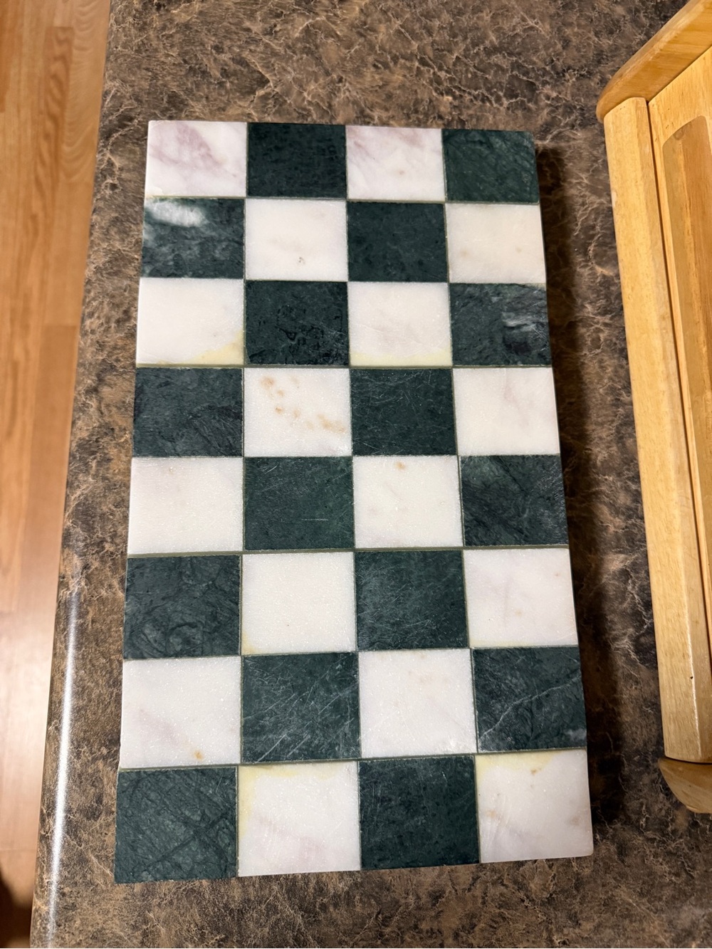 ✨ Green & White Checker print Marble Cutting Board